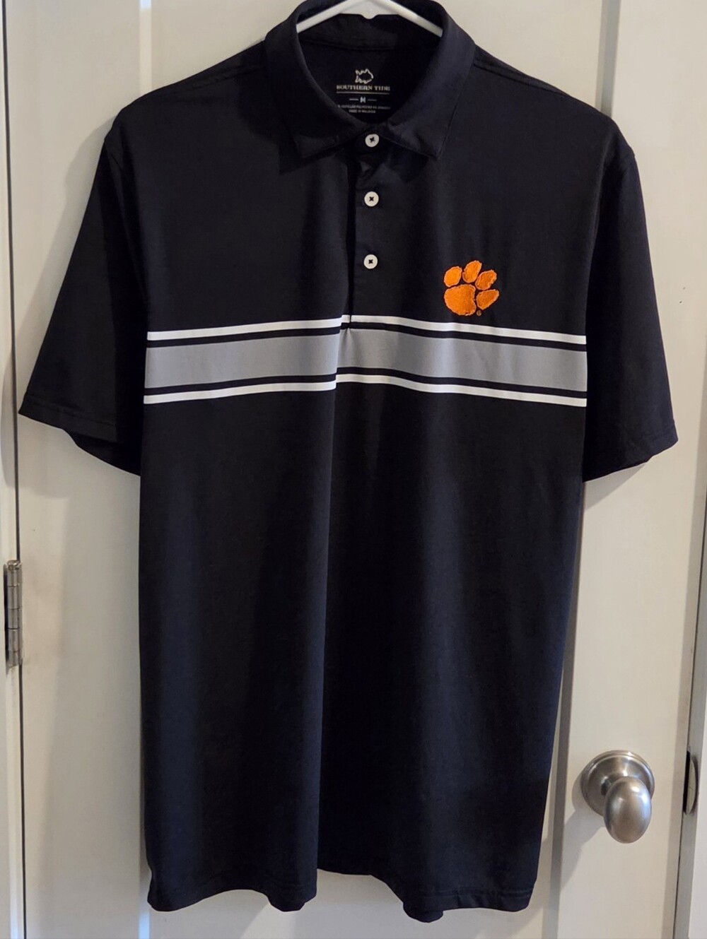 Southern Tide Performance Polo Shirt - Clemson University - Size Medium - Black